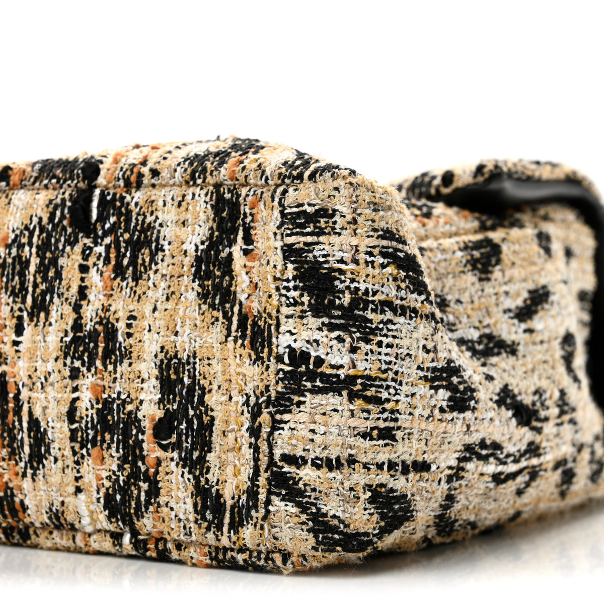 Tweed Mixed Fibers Leopard Print Souplissimo Maxi Flap Brown Black White