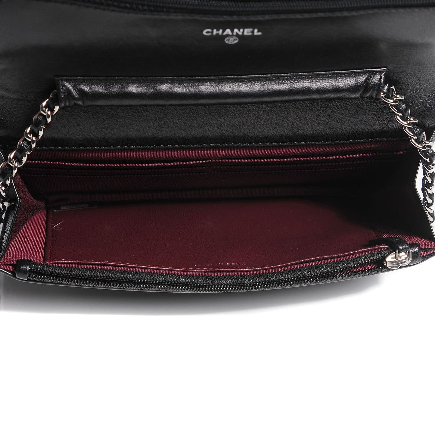 Lambskin Quilted Wallet On Chain WOC Black