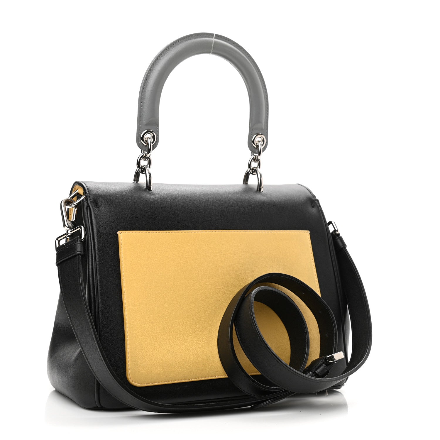 Christian Dior Smooth Calfskin Small Tri-Color Be Dior Flap Black Grey Yellow 2 of 13