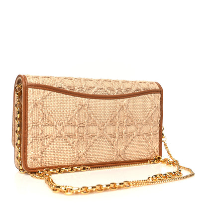 Christian Dior Raffia Macro Cannage Miss Caro Pouch With Chain Natural 3 of 9
