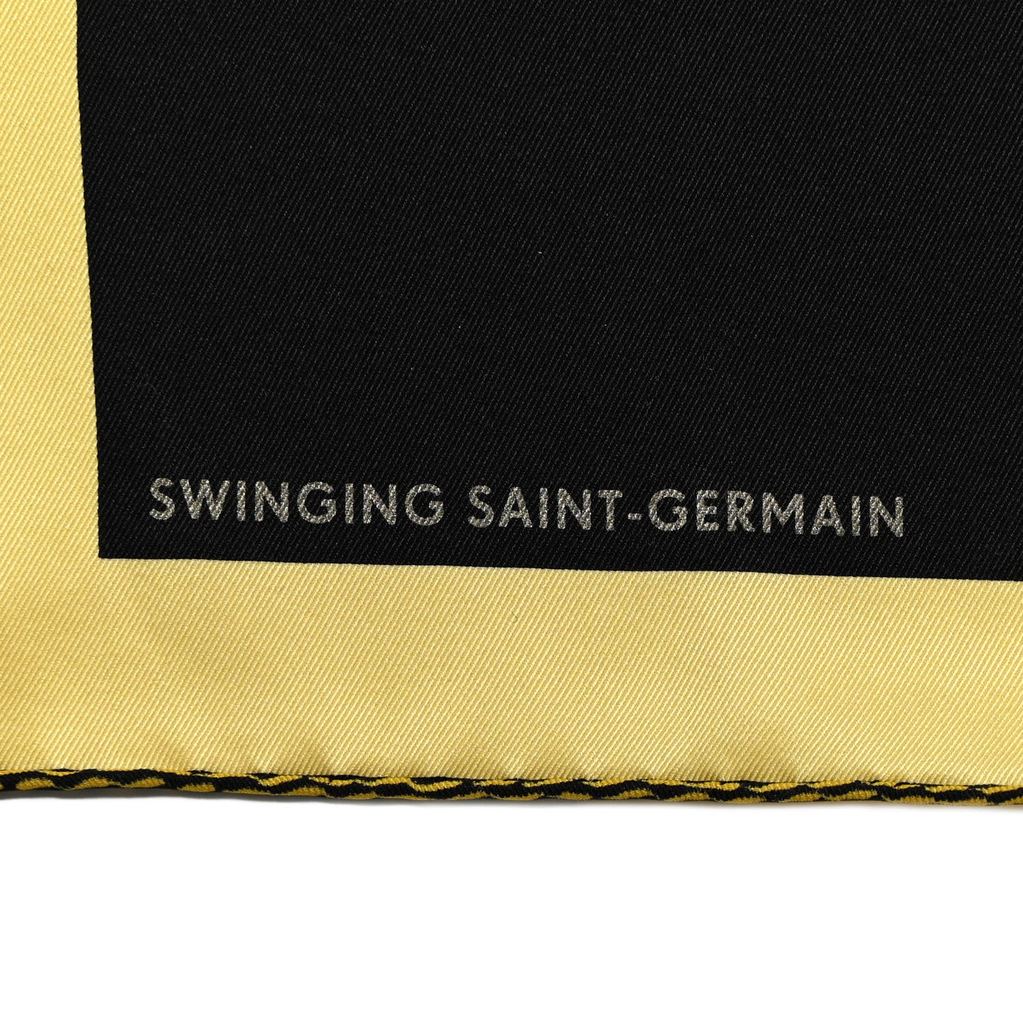 Silk Swinging Saint Germain Scarf 70 Black Jaune Vieil Or