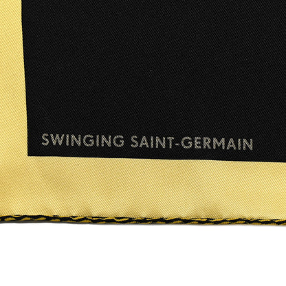 Hermes Silk Swinging Saint Germain Scarf 70 Black Jaune Vieil Or 5 of 6