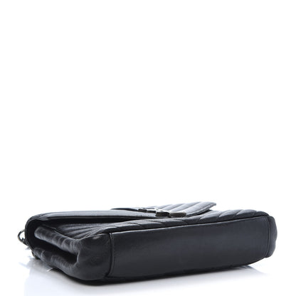 Saint Laurent Sheepskin Matelasse Chevron Monogram Medium College Bag Black 4 of 13