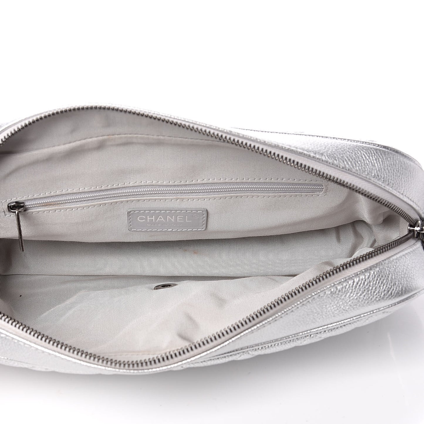 Metallic Calfskin Quilted Medium Casual Rock Flap Silver