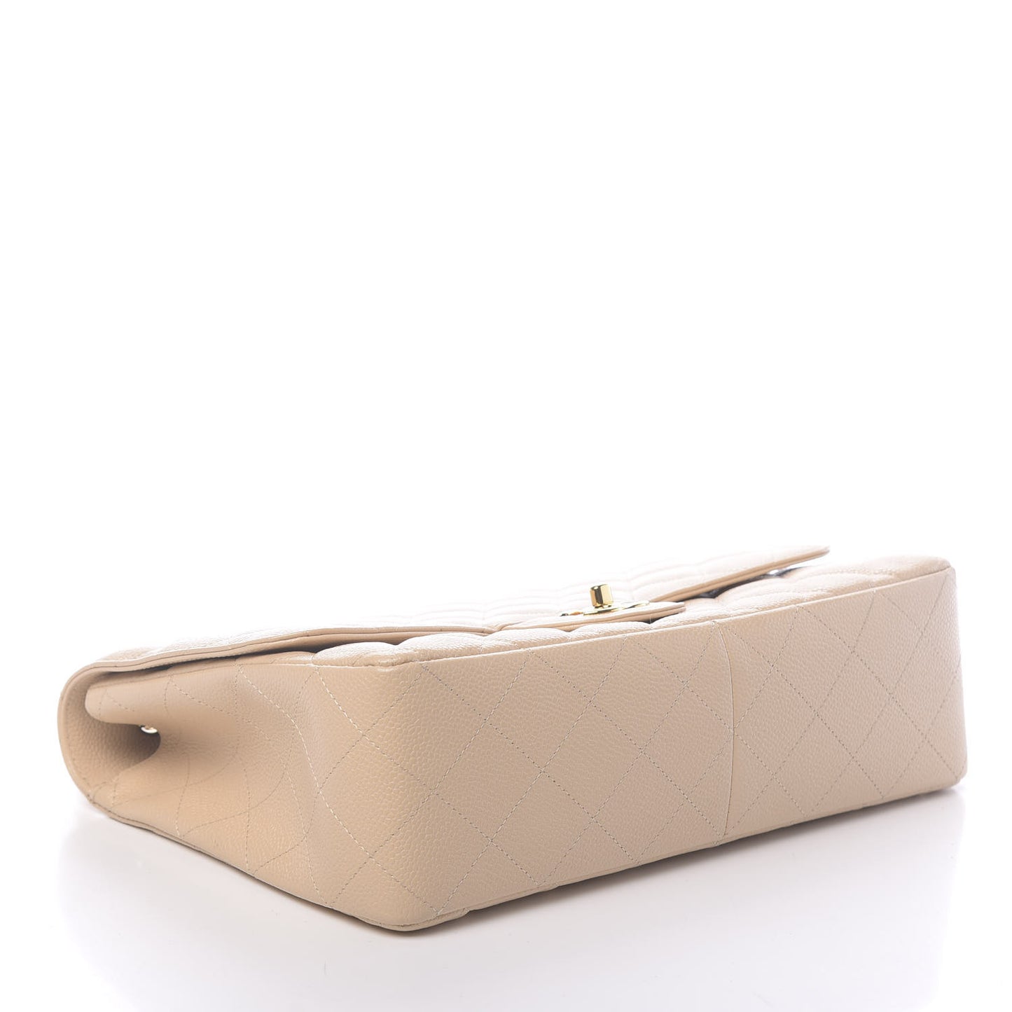 Caviar Quilted Jumbo Single Flap Beige Clair