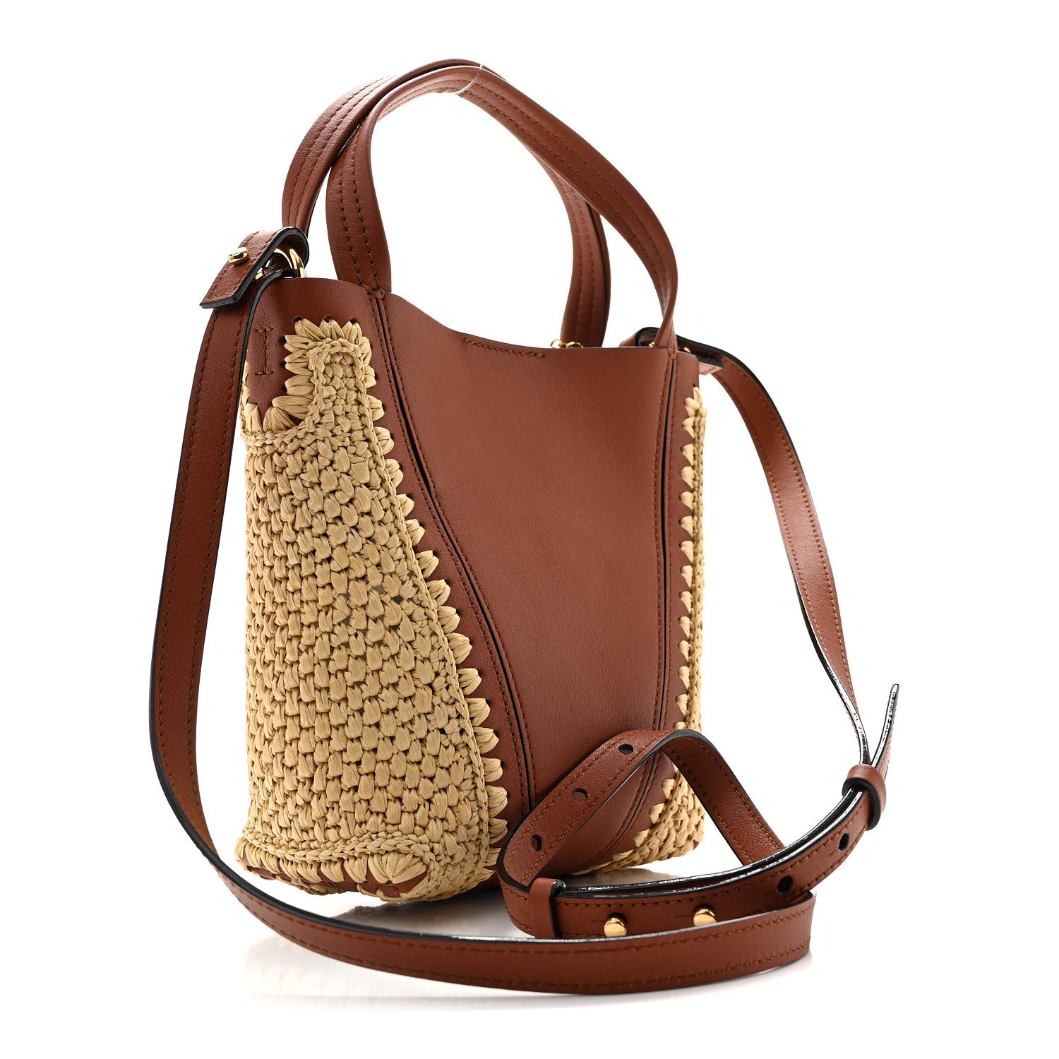 Chloe Raffia Calfskin Small Spin Tote Clay Brown 3 of 11