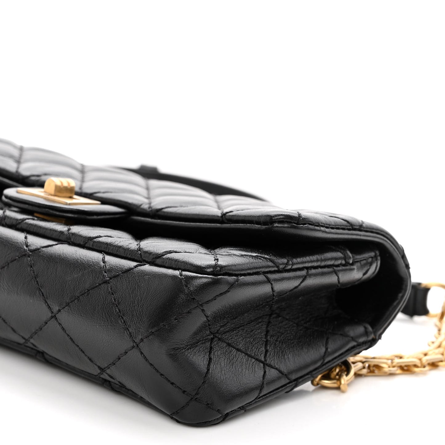 Aged Calfskin Quilted 2.55 Reissue Flap Belt Bag Clutch Black