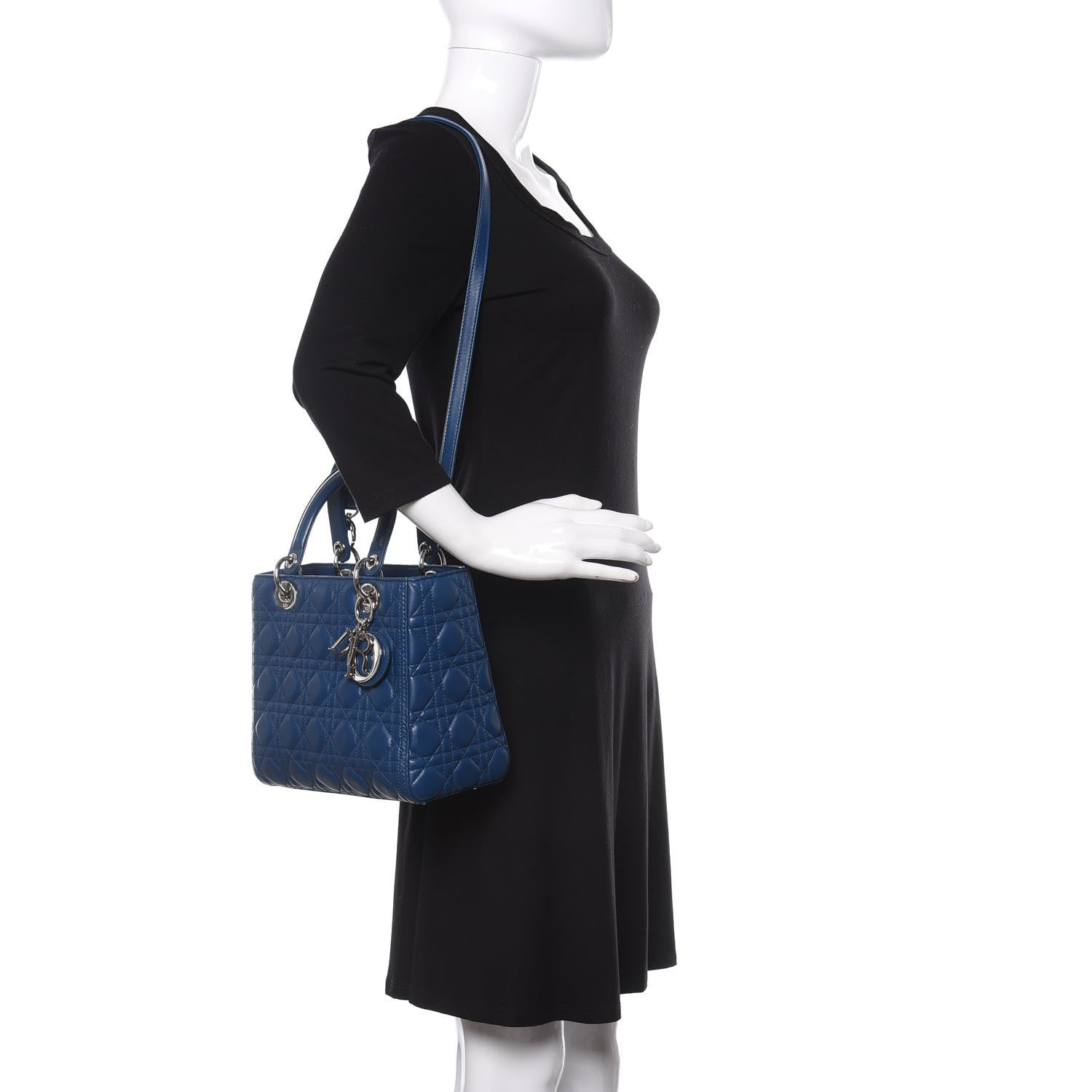 Christian Dior Lambskin Cannage Medium Lady Dior Blue 2 of 10