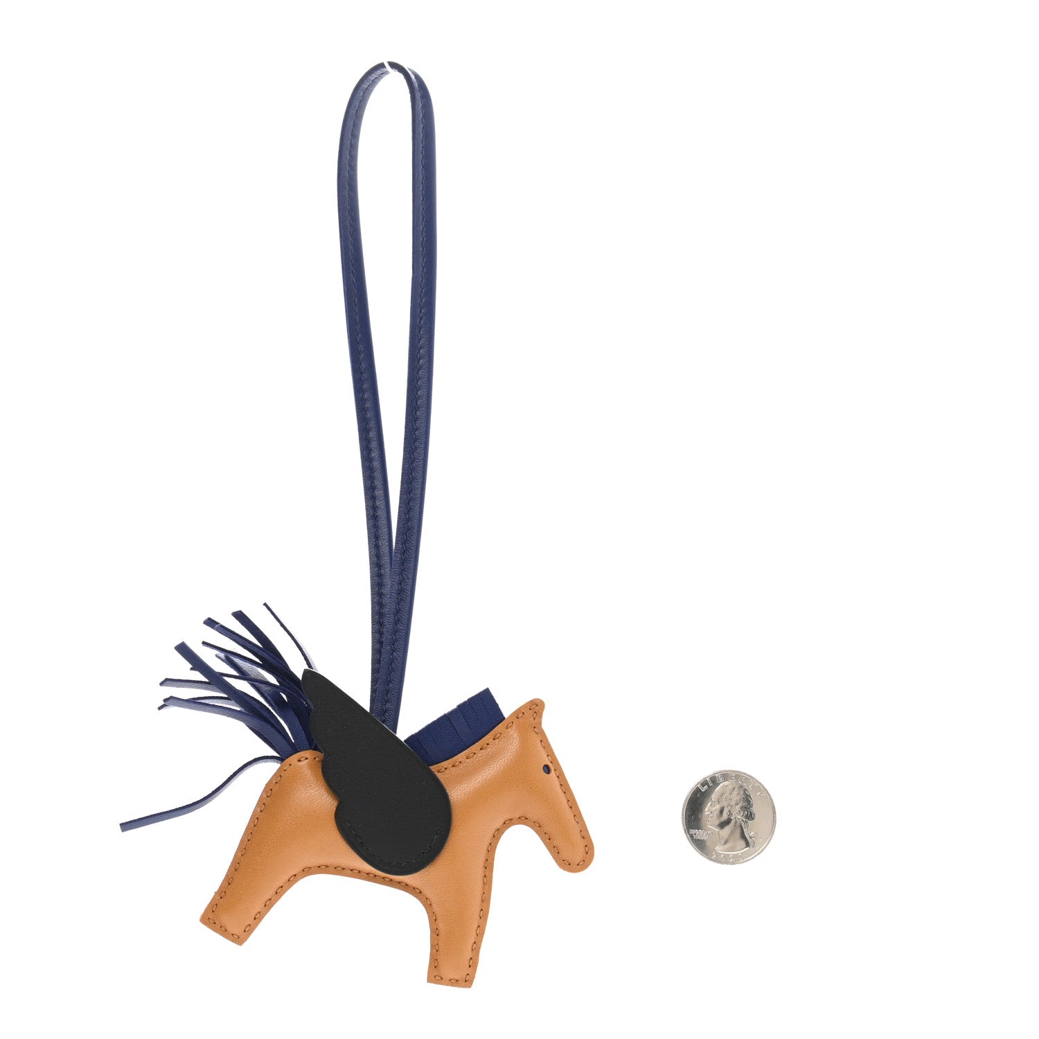 Hermes Milo Lambskin Grigri Rodeo Pegase Horse Bag Charm PM Sesame Black Bleu Saphir 2 of 4