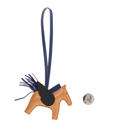 Hermes Milo Lambskin Grigri Rodeo Pegase Horse Bag Charm PM Sesame Black Bleu Saphir 2 of 4