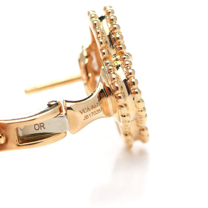 Van Cleef & Arpels 18K Yellow Gold Mother of Pearl Vintage Alhambra Earrings 4 of 5