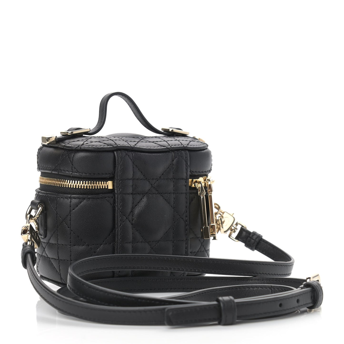 Lambskin Cannage Micro Lady Dior Vanity Case Black