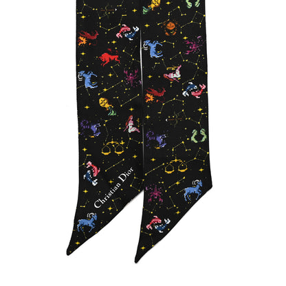 Christian Dior Silk Toile De Jouy Mitzah Scarf Black 2 of 3
