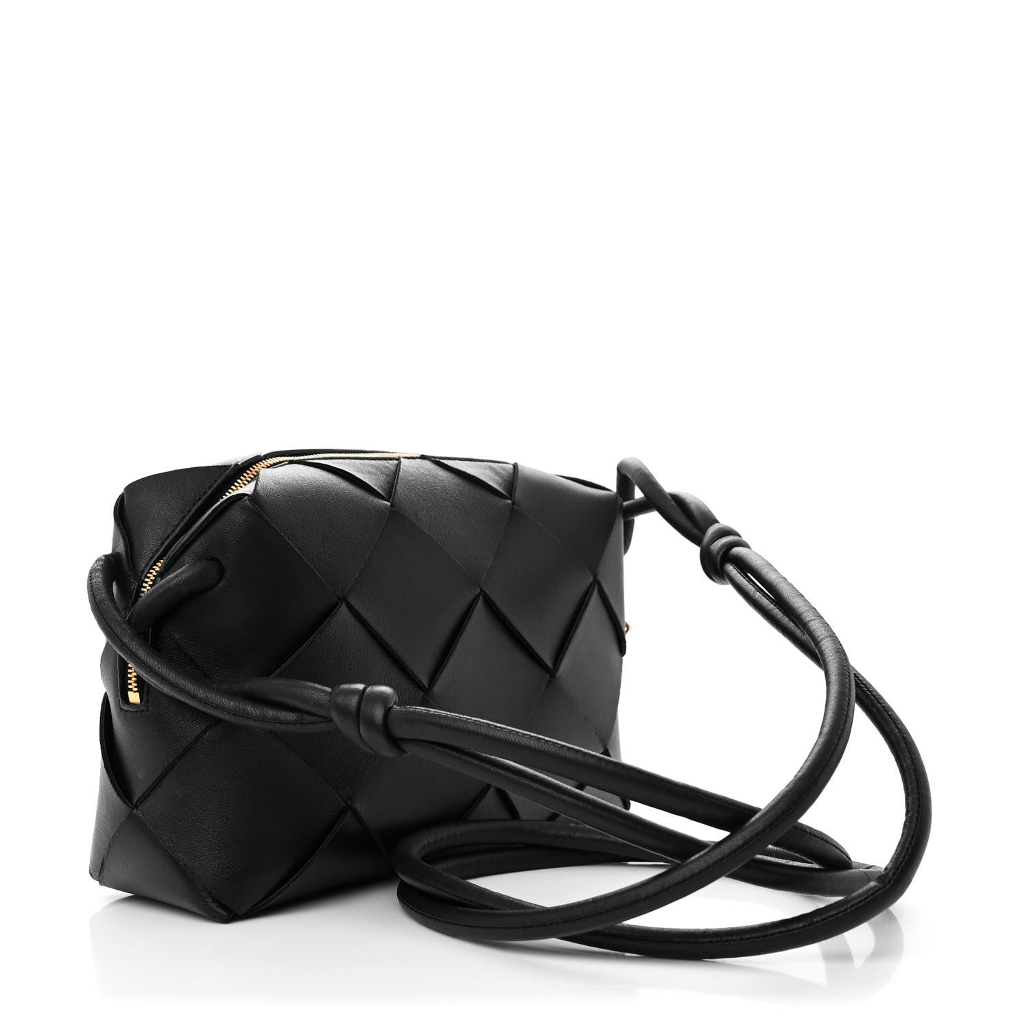 Bottega Veneta Lambskin Maxi Intrecciato Small Cassette Camera Bag Black 3 of 9