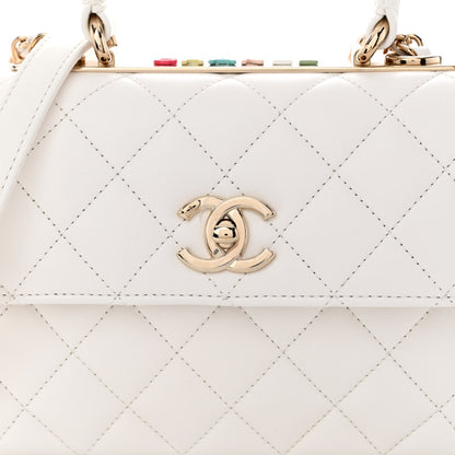 Chanel Lambskin Lacquered Quilted Mini Trendy CC Dual Handle Flap Bag White 8 of 11