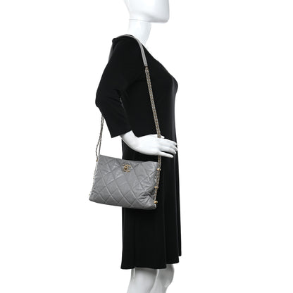 Chanel Lambskin Quilted Crush on Chains Hobo Grey 2 of 9