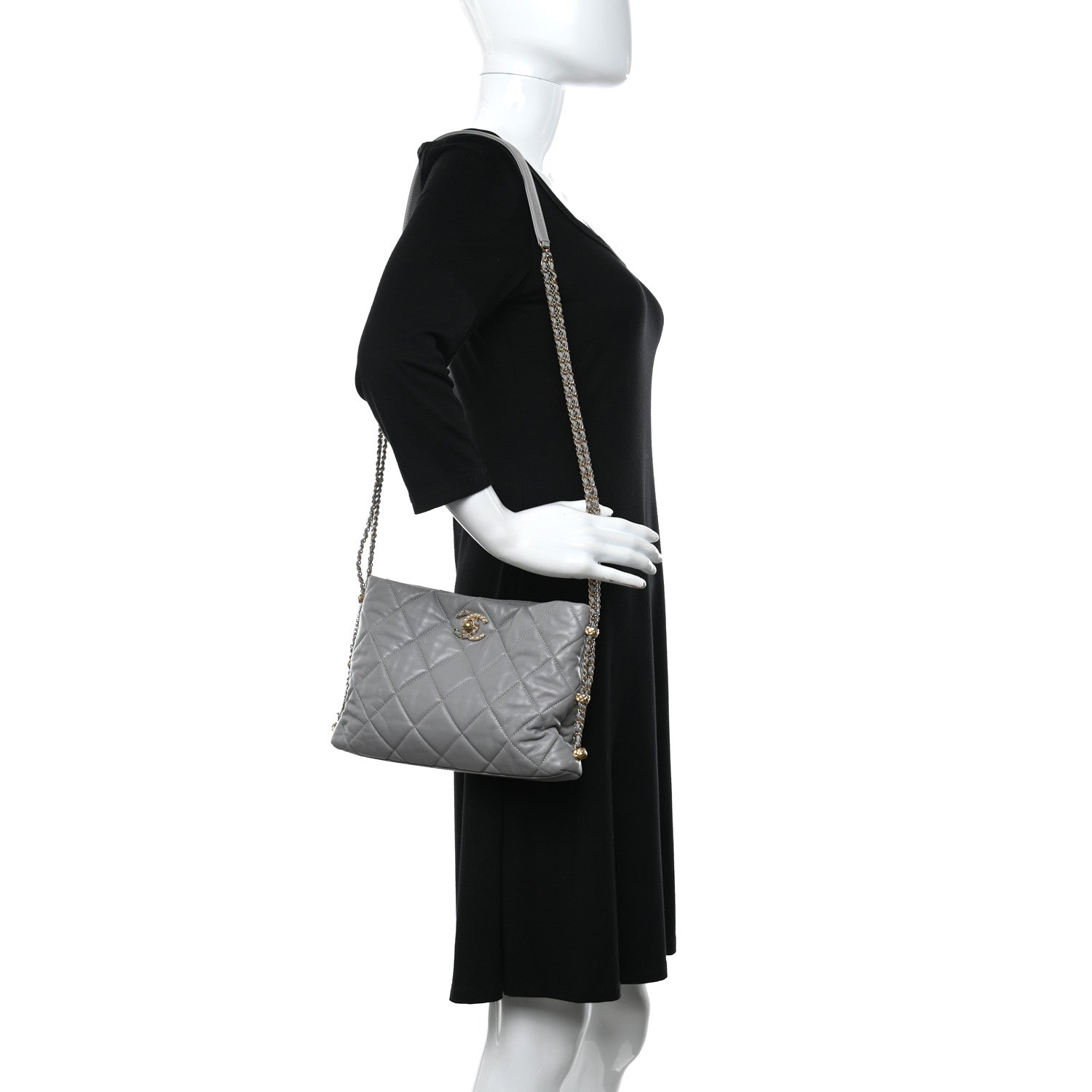 Chanel Lambskin Quilted Crush on Chains Hobo Grey 2 of 9
