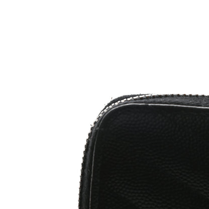 Saint Laurent Grain De Poudre Matelasse Chevron Monogram Zip Around Wallet Black 7 of 8