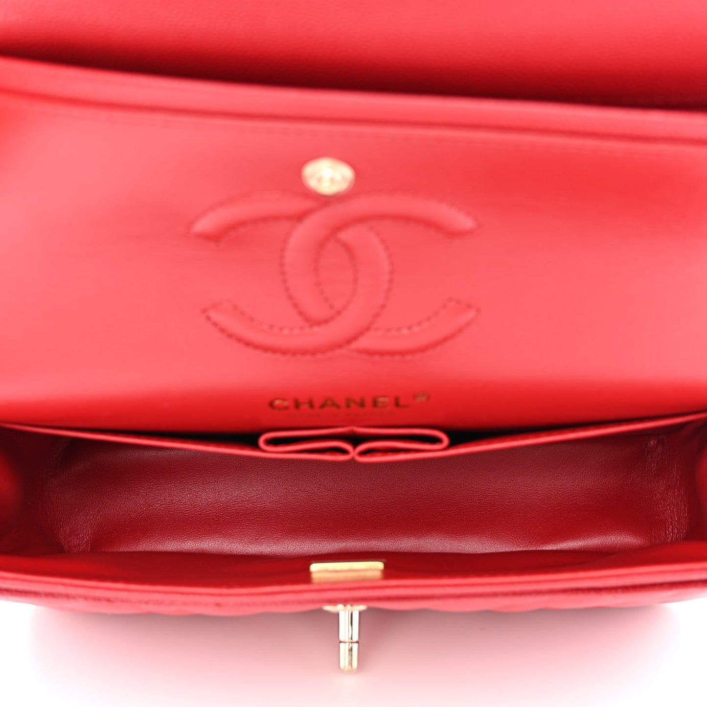 Caviar Quilted Small Double Flap Red