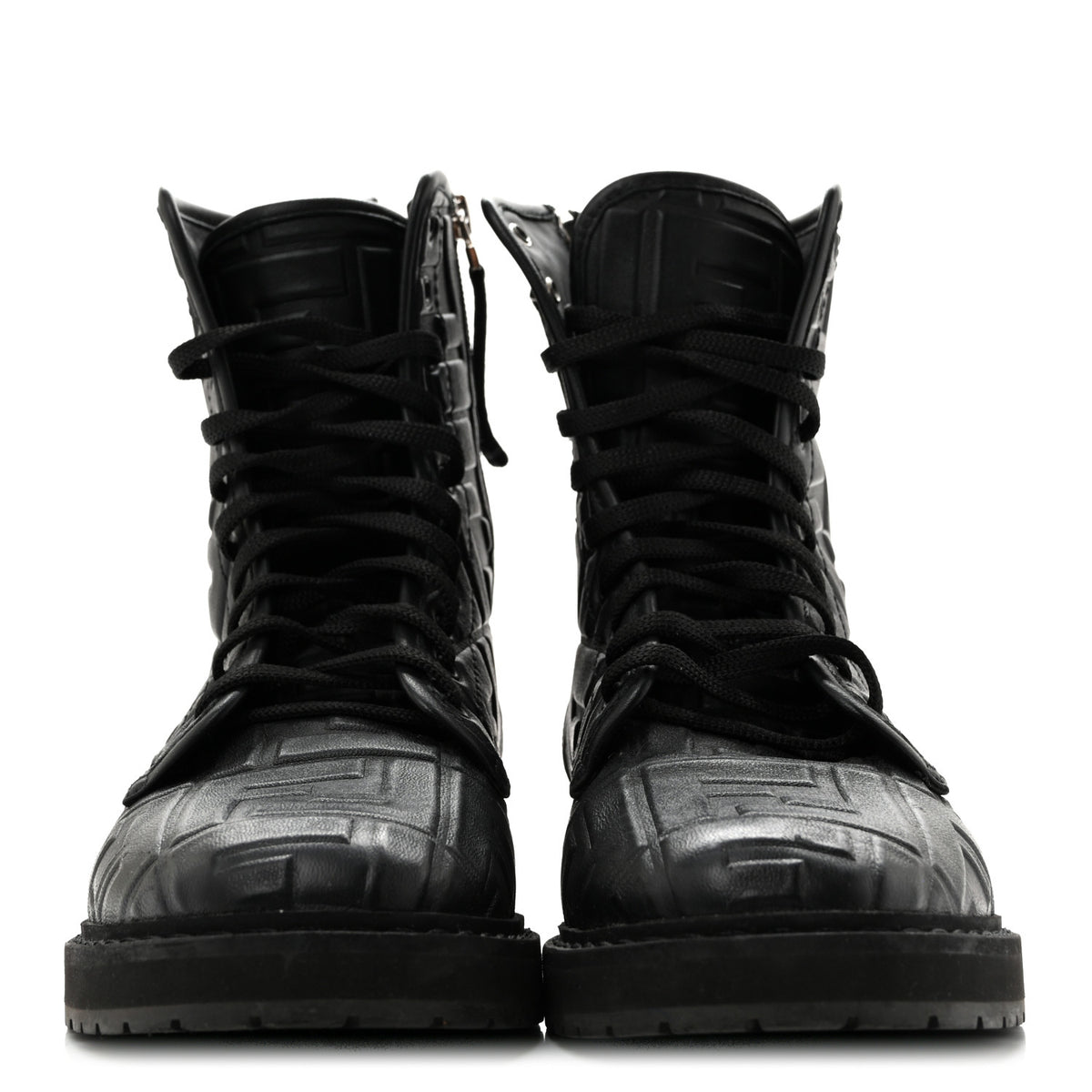 Nappa FF Embossed Womens Biker Boots 38.5 Black