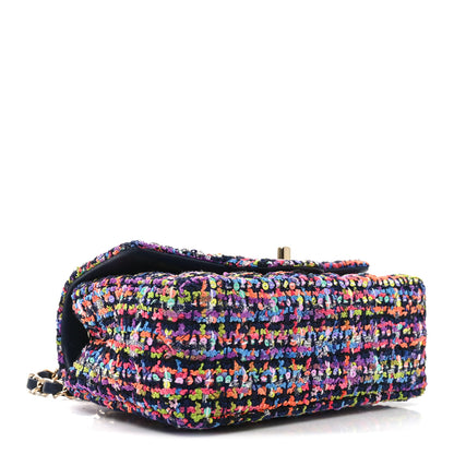 Chanel Tweed Quilted Mini Rectangular Flap Navy Blue Multicolor 4 of 10