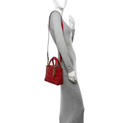 Christian Dior Crinkled Patent Cannage Small Lucky Badges My Lady Dior Red 2 of 11