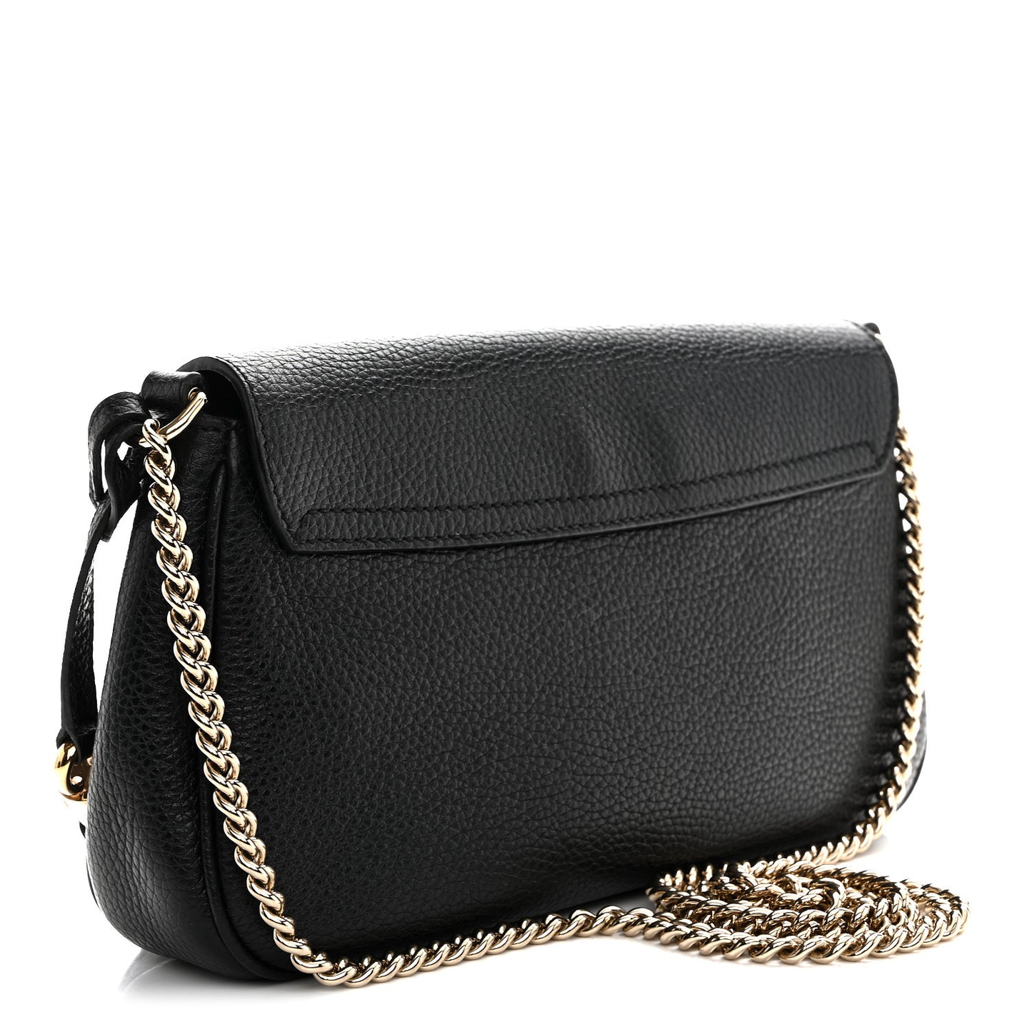 Pebbled Calfskin Medium Soho Flap Crossbody Black