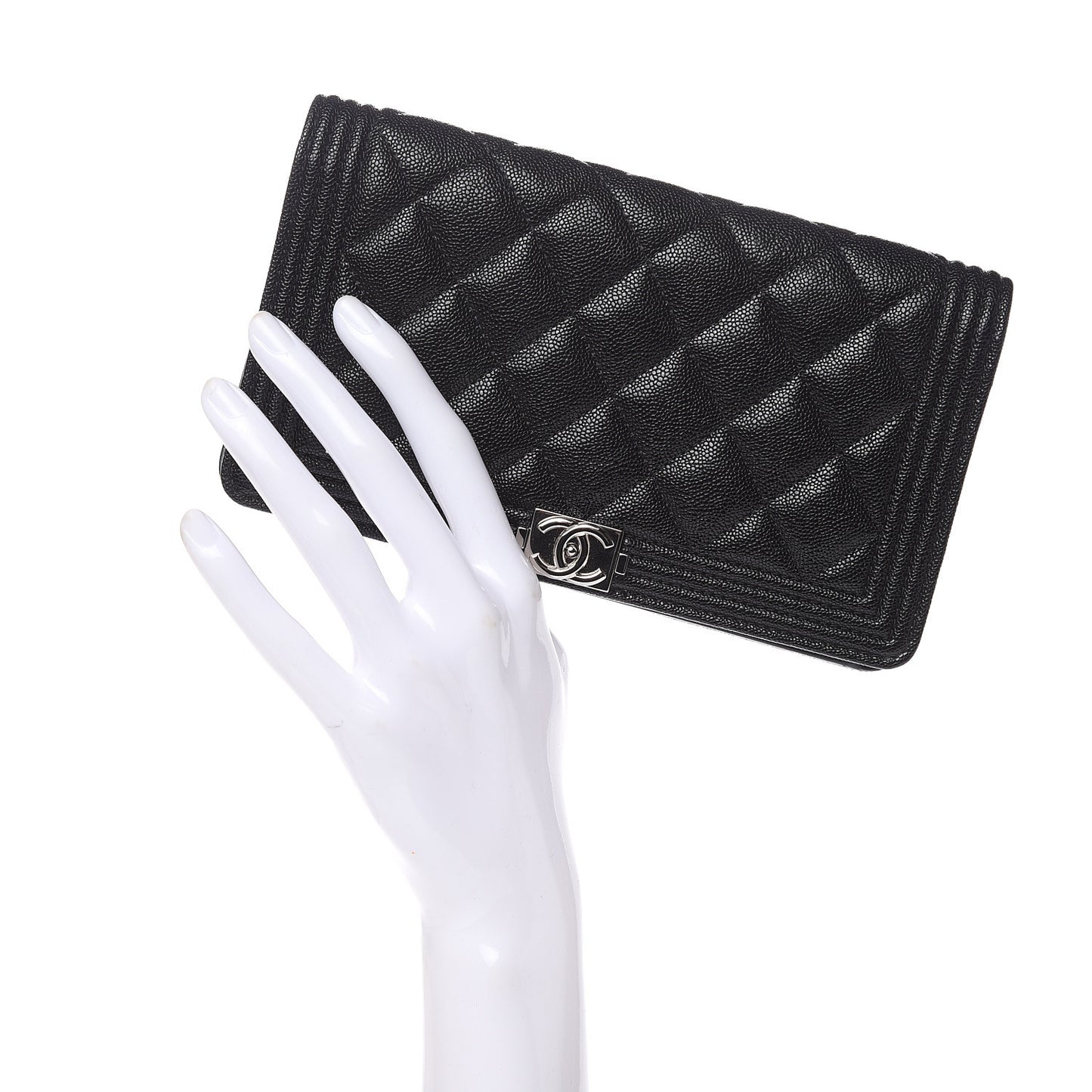 Caviar Quilted Boy Yen Wallet Black