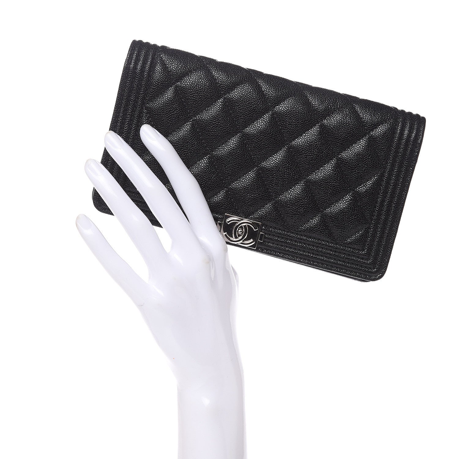 Chanel Caviar Quilted Boy Yen Wallet Black 2 of 9