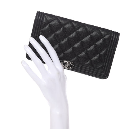 Chanel Caviar Quilted Boy Yen Wallet Black 2 of 9