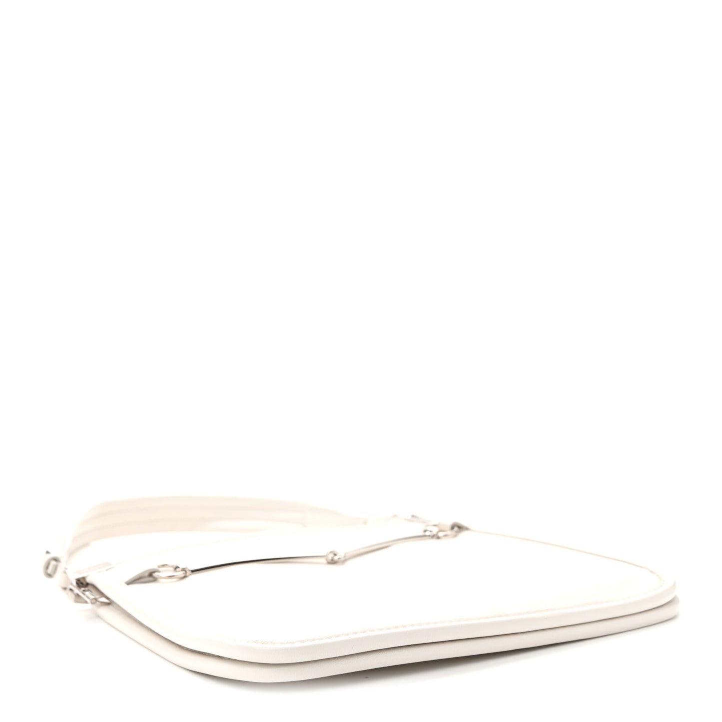 Calfskin Horsebit Slim Shoulder Bag White
