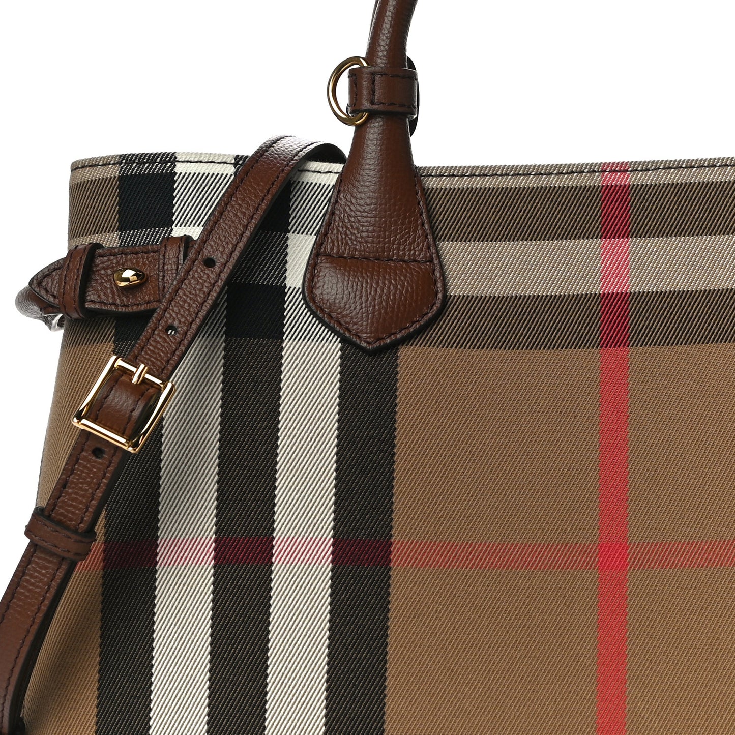 House Check Grainy Calfskin Medium Banner Tote Brown