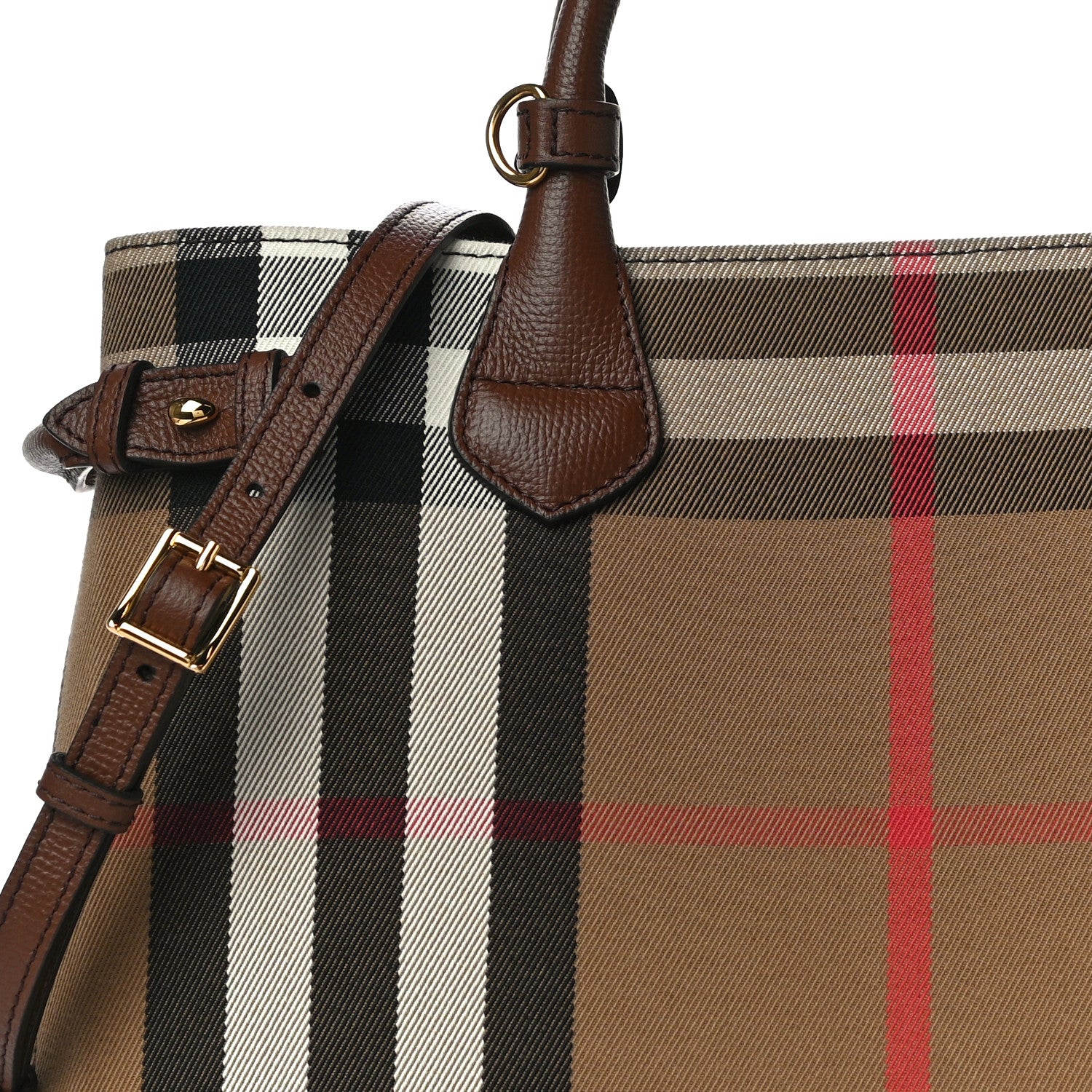 Burberry House Check Grainy Calfskin Medium Banner Tote Brown 11 of 13