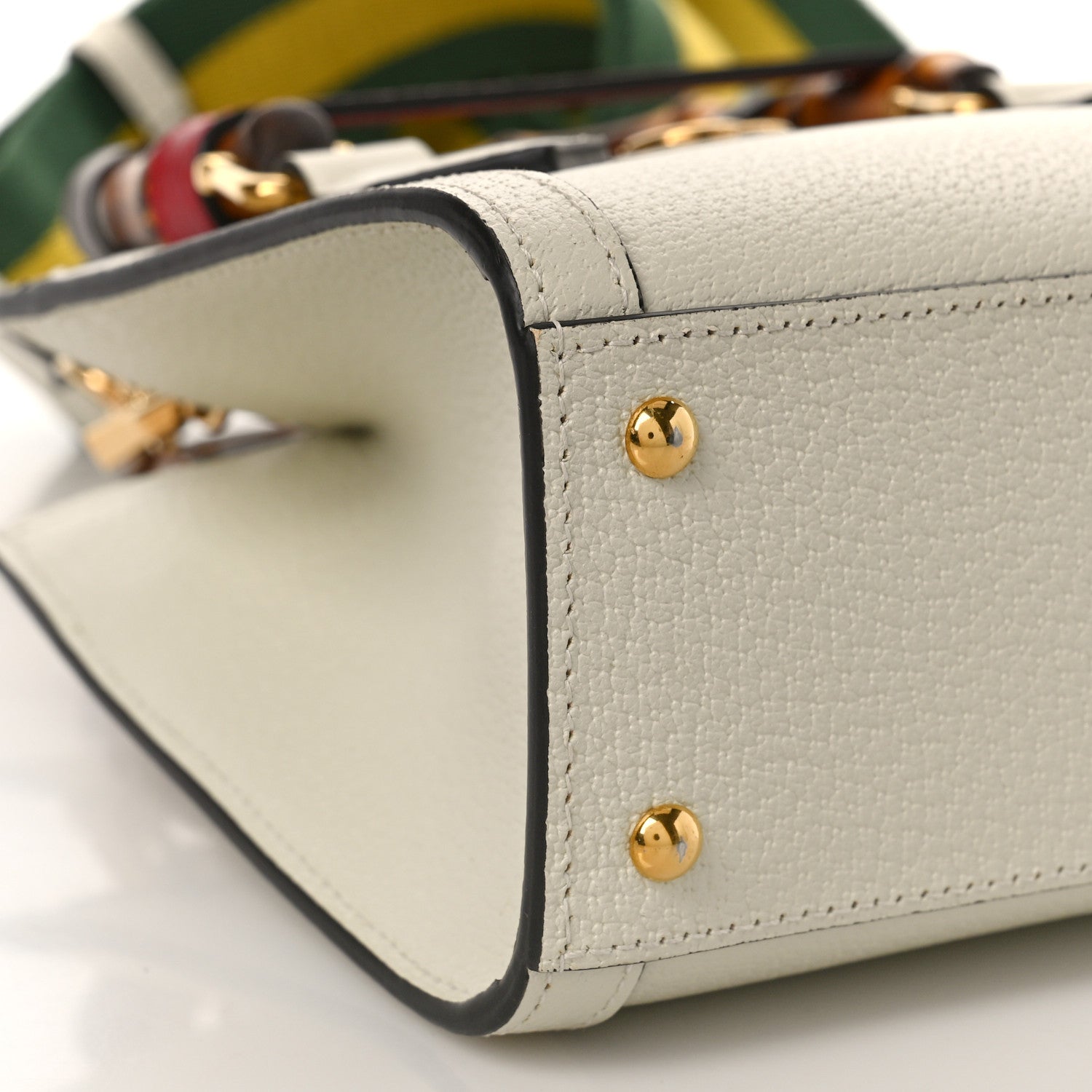 Gucci Textured Calfskin Web Mini Diana Tote Bag Mystic White 7 of 8
