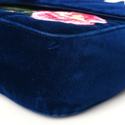 Gucci Velvet Matelasse Modern Embroidered Medium GG Marmont Shoulder Bag Cobalt 8 of 8