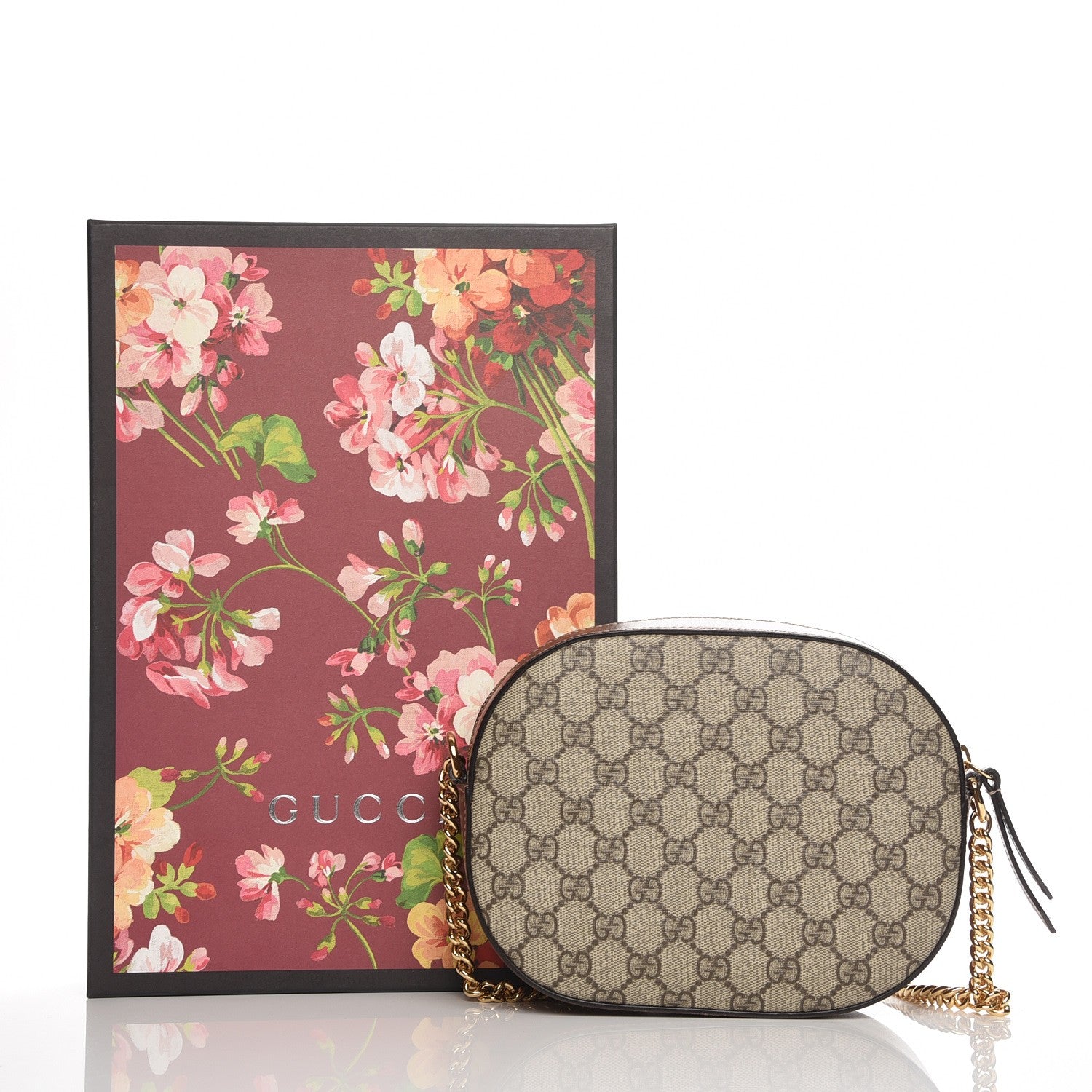 Gucci GG Supreme Monogram Cuoio Toscano Mini Chain Shoulder Bag Beige Ebony Cuir 9 of 9