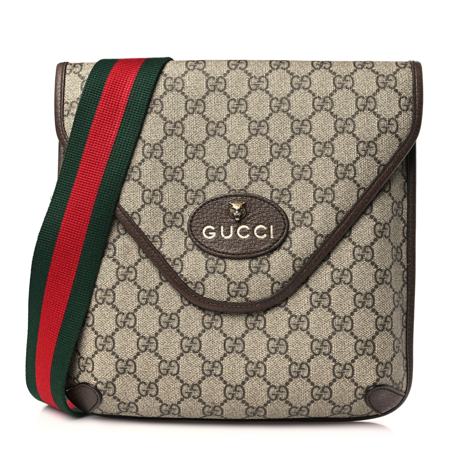 GG Supreme Monogram Web Medium Neo Vintage Flap Messenger Bag Beige New Acero