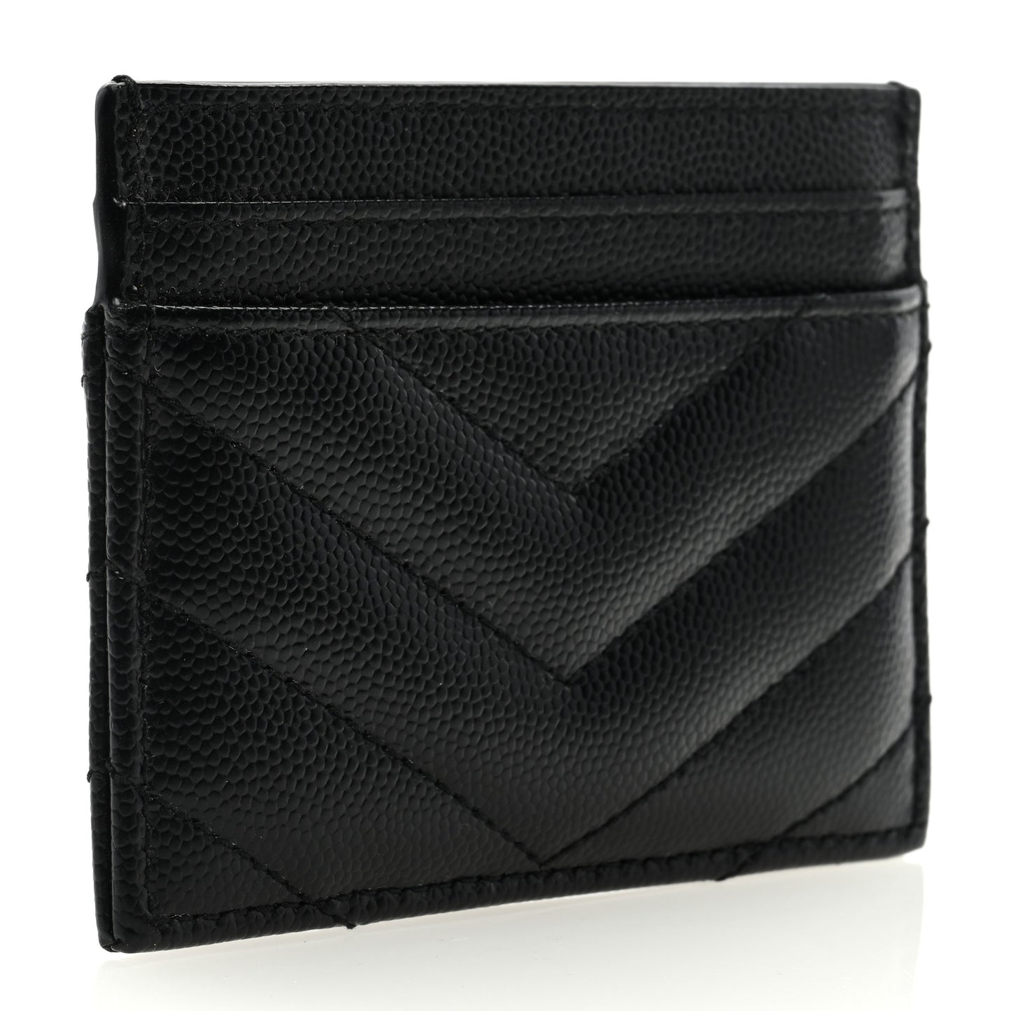 Grain De Poudre Matelasse Chevron Monogram Credit Card Case Black