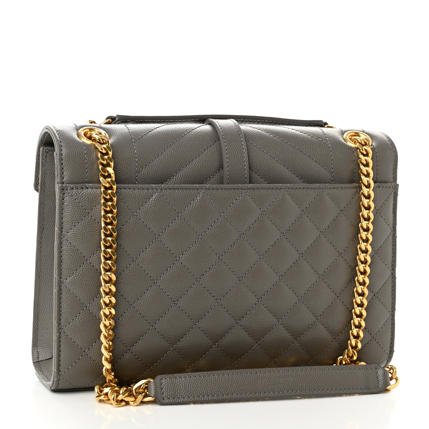 Grain De Poudre Textured Mixed Matelasse Medium Triquilt Monogram Satchel Earth