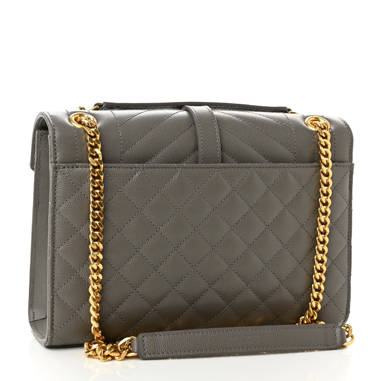 Saint Laurent Grain De Poudre Textured Mixed Matelasse Medium Triquilt Monogram Satchel Earth 3 of 10