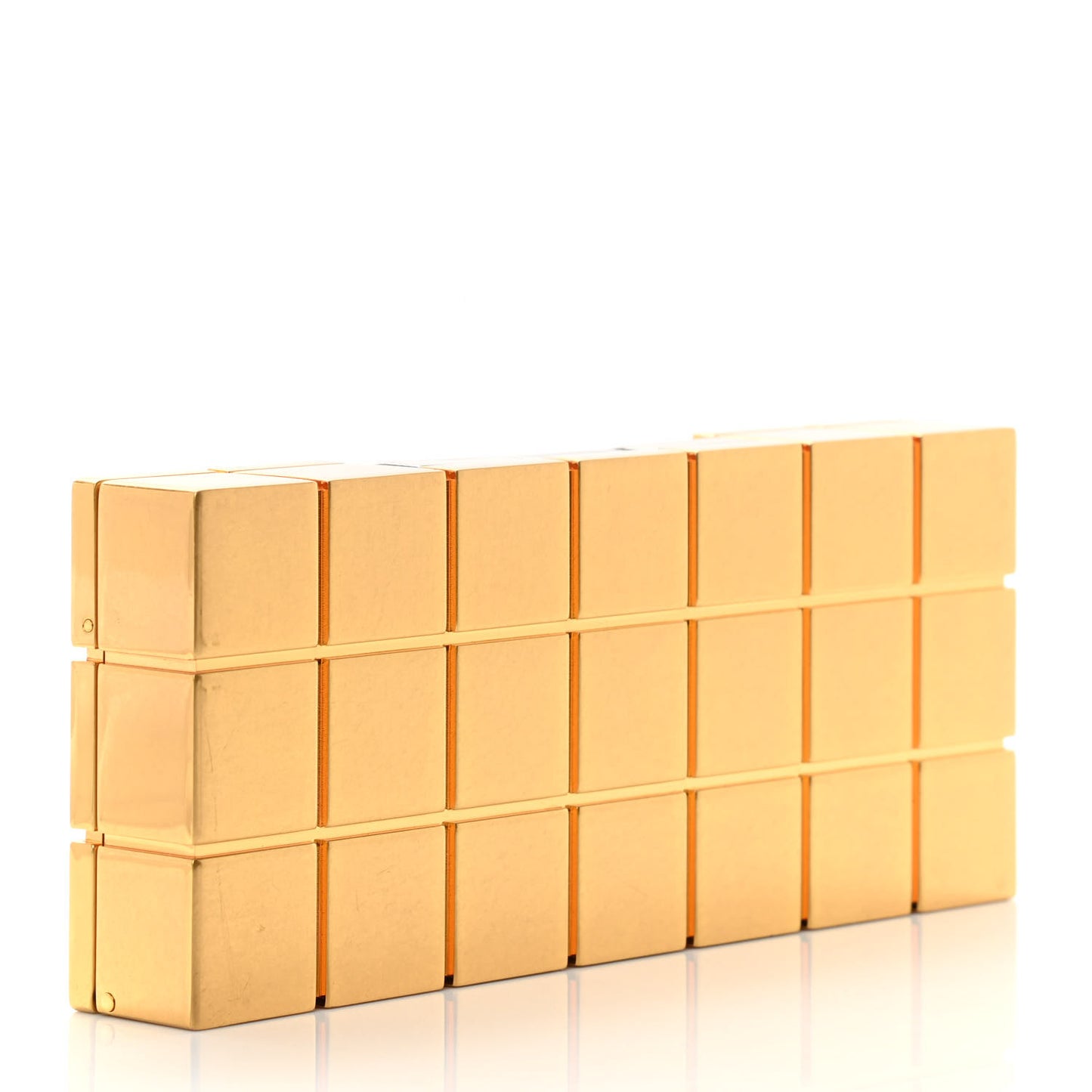 Brass Geometric Minaudiere Clutch Gold