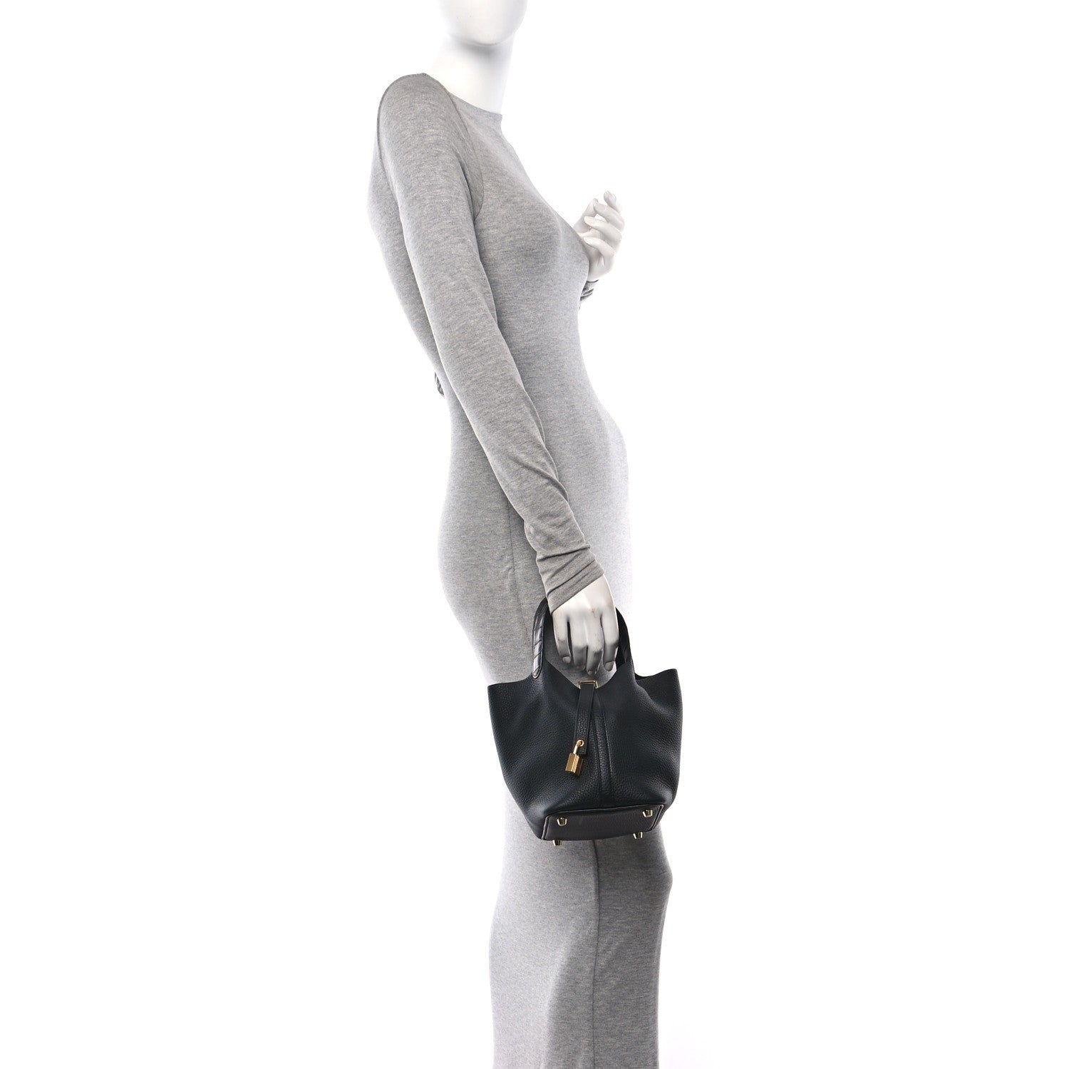 Hermes Taurillon Clemence Matte Alligator Picotin Lock Touch 18 PM Black 3 of 10