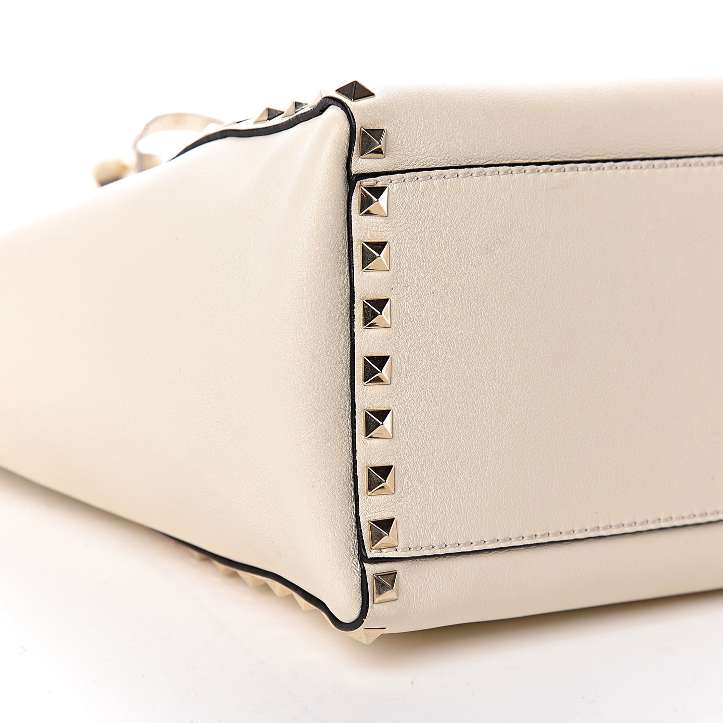 Vitello Rockstud Double Handle Tote Ivory