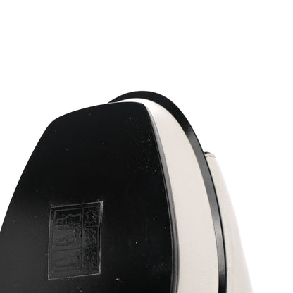 Saint Laurent Calfskin Tribute 105 Open Toe Platform Sandals 38.5 White Black 12 of 16