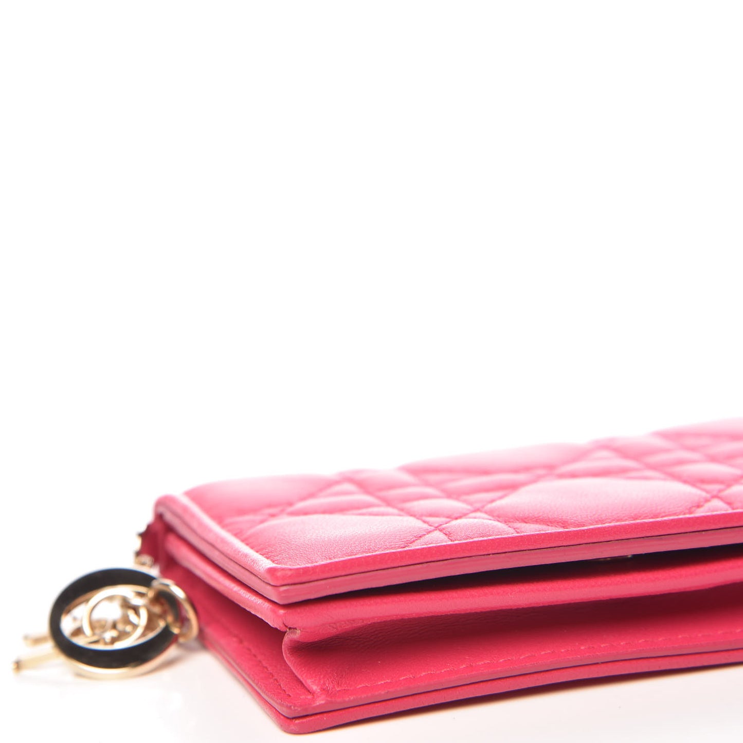 Lambskin Cannage Small Lady Dior Flap Card Holder Pink