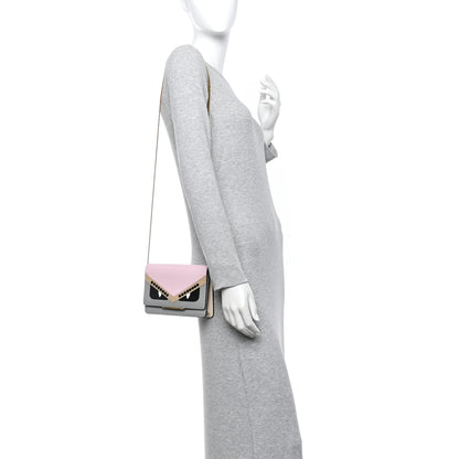 Fendi Vitello Elite Monster Eyes Studded Tube Wallet on Chain Grey Powder Cuoio Bubblegum 2 of 13