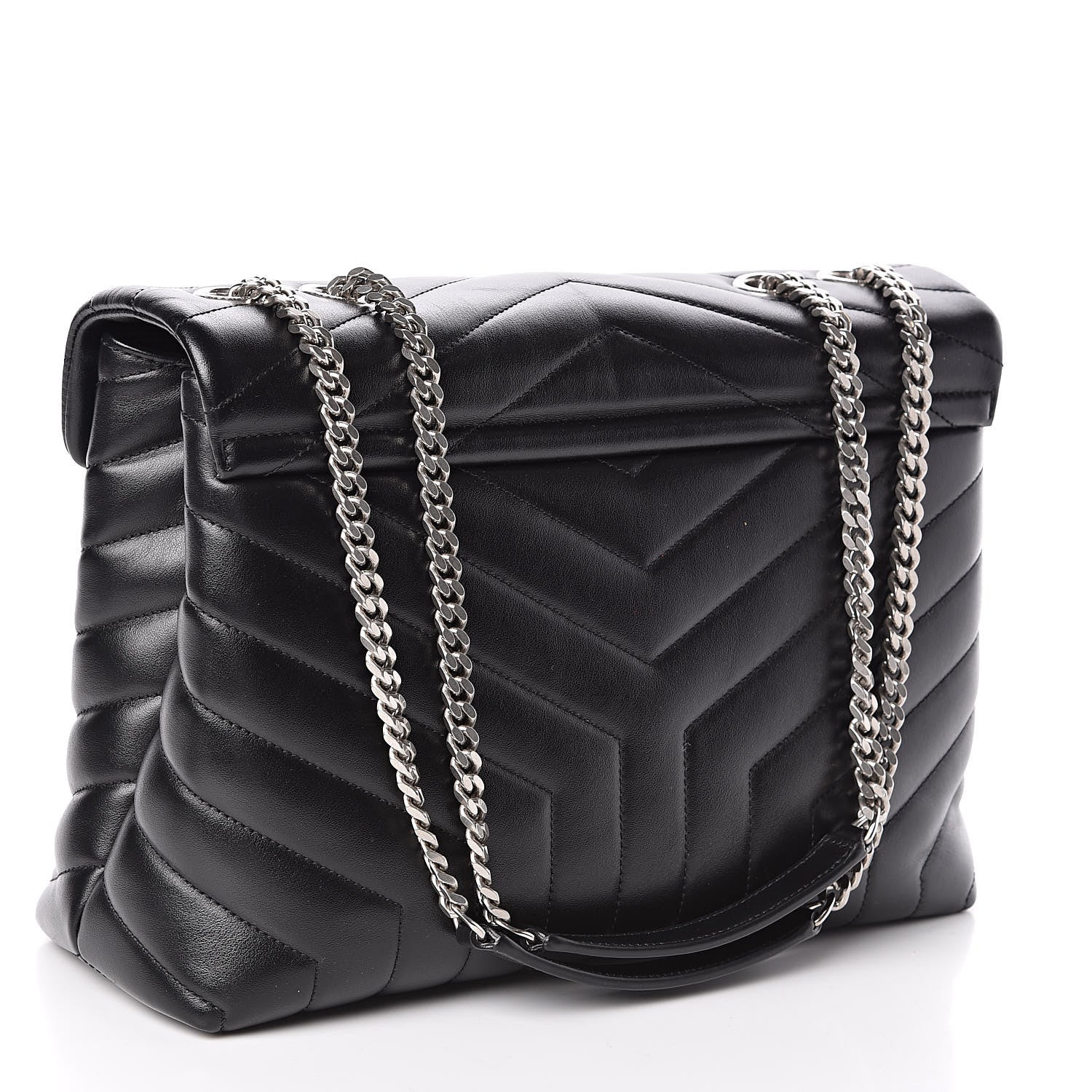 Saint Laurent Calfskin Y Quilted Monogram Medium Loulou Chain Satchel Black 3 of 10