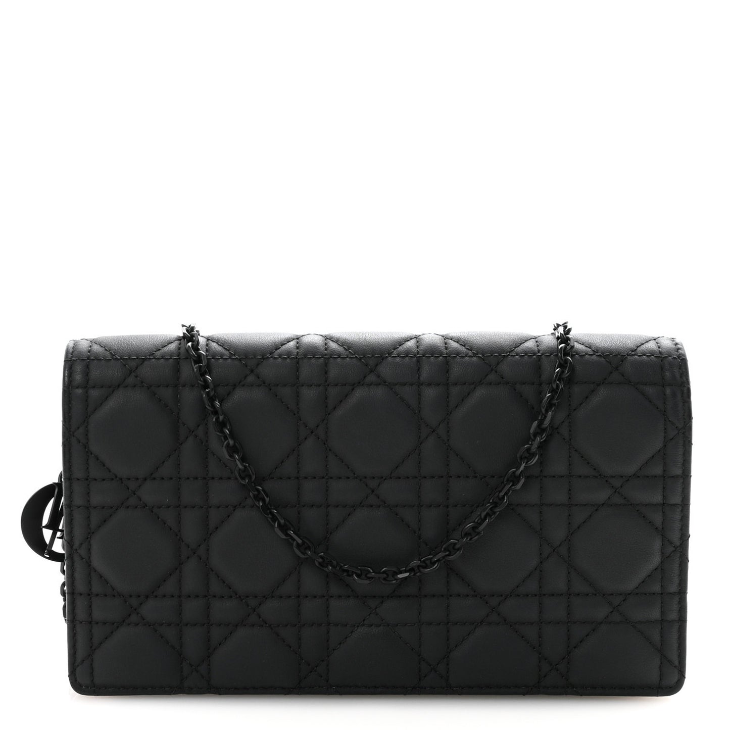 Ultra Matte Calfskin Cannage Lady Dior Pouch Black