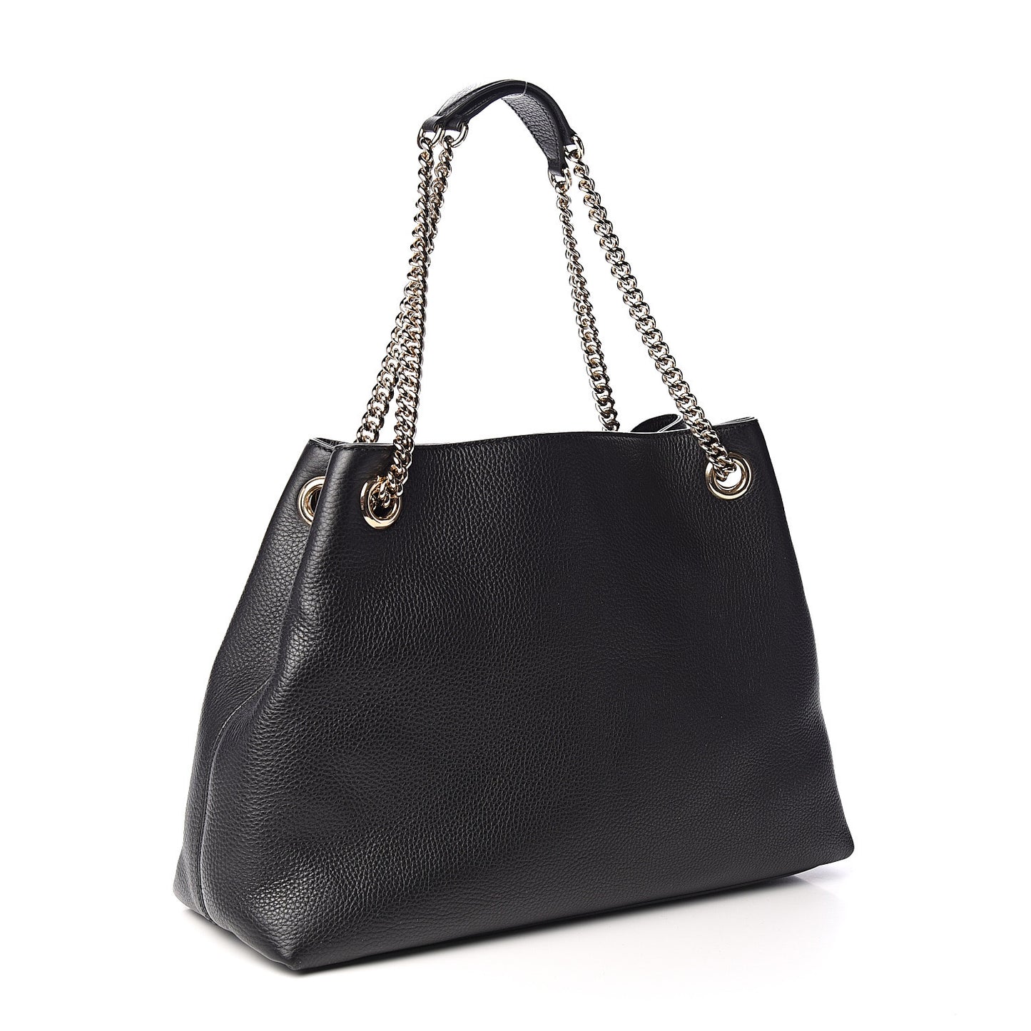 Pebbled Calfskin Medium Soho Chain Shoulder Bag Black