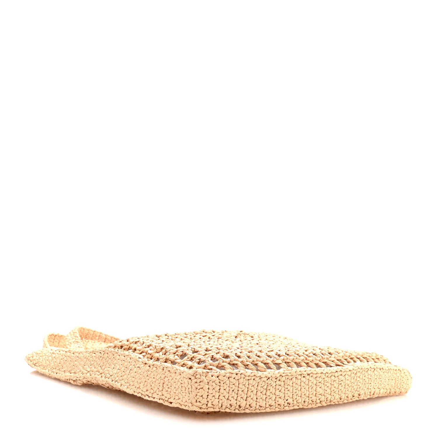 Prada Yarn Raffia Effect Crochet Logo Embroidered Tote Bag Naturale 4 of 9